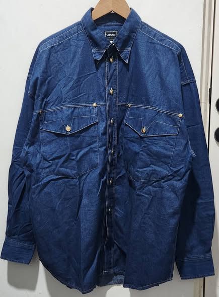 Versace Jeans Couture Versace Jeans Couture Medusa Button Shirt Blue Denim Western Size US XL / EU 56 / 4 - 1 Thumbnail