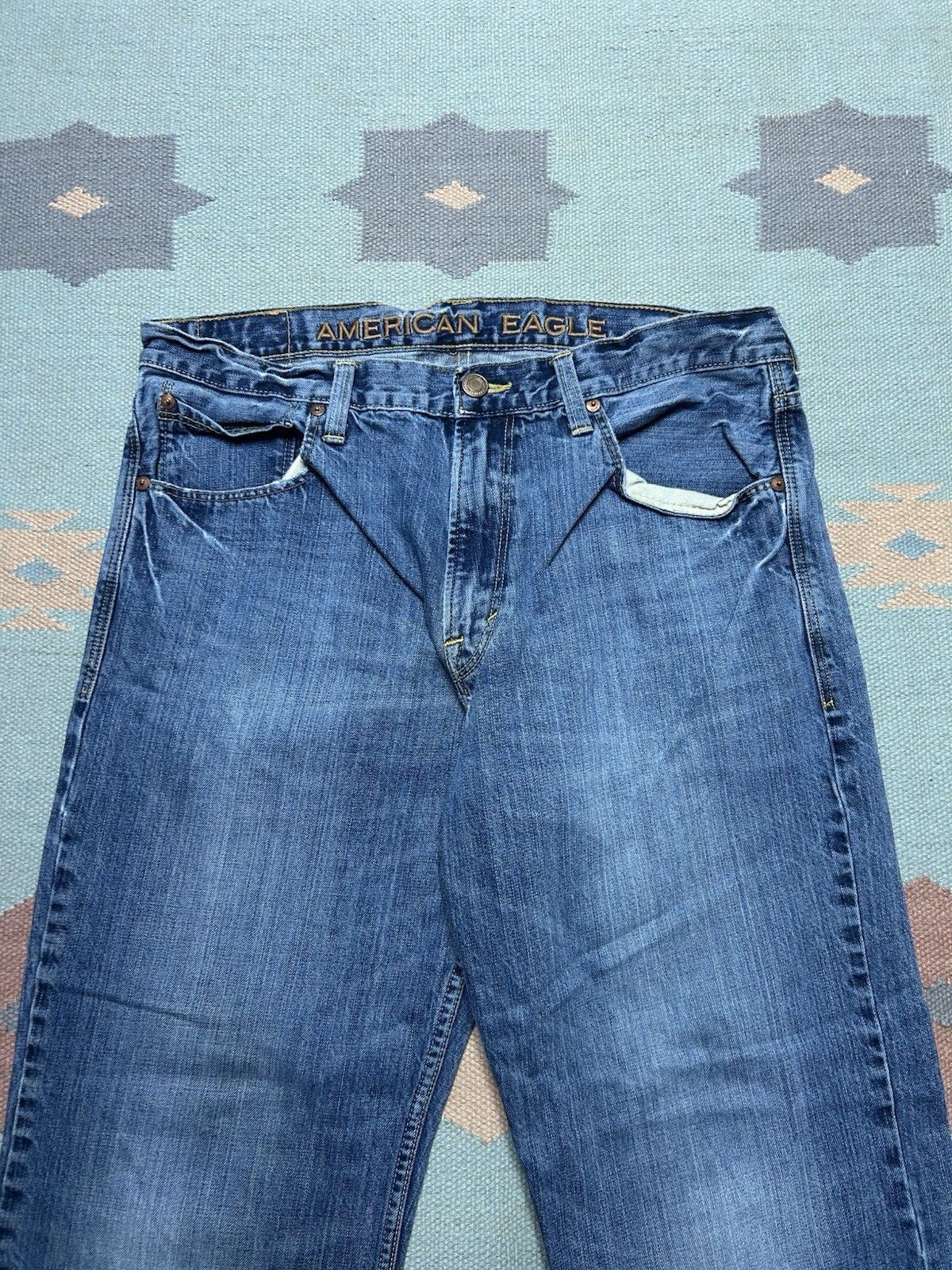 Vintage Vtg American Eagle loose fit jeans distres faded baggy 36x29 Size US 36 / EU 52 - 6 Thumbnail