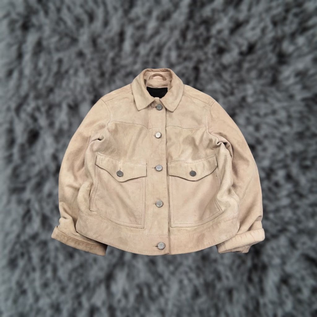 Allsaints VINTAGE Allsaints Sukes Suede Leather Dusty Pink Beige Jacket Size XS / US 0-2 / IT 36-38 - 1 Thumbnail