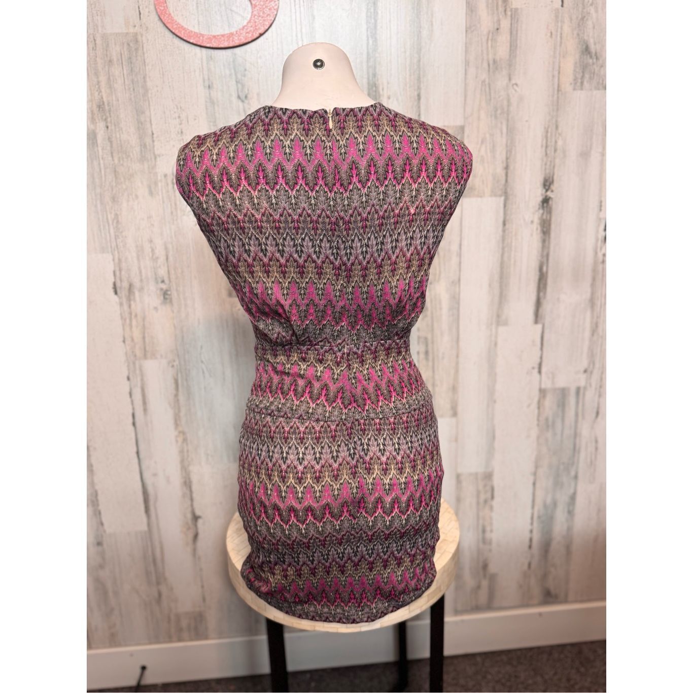 Other Ark & Co. Metallic Chevron Knit Bodycon Dress Small Pink Bla Size S / US 4 / IT 40 - 6 Thumbnail