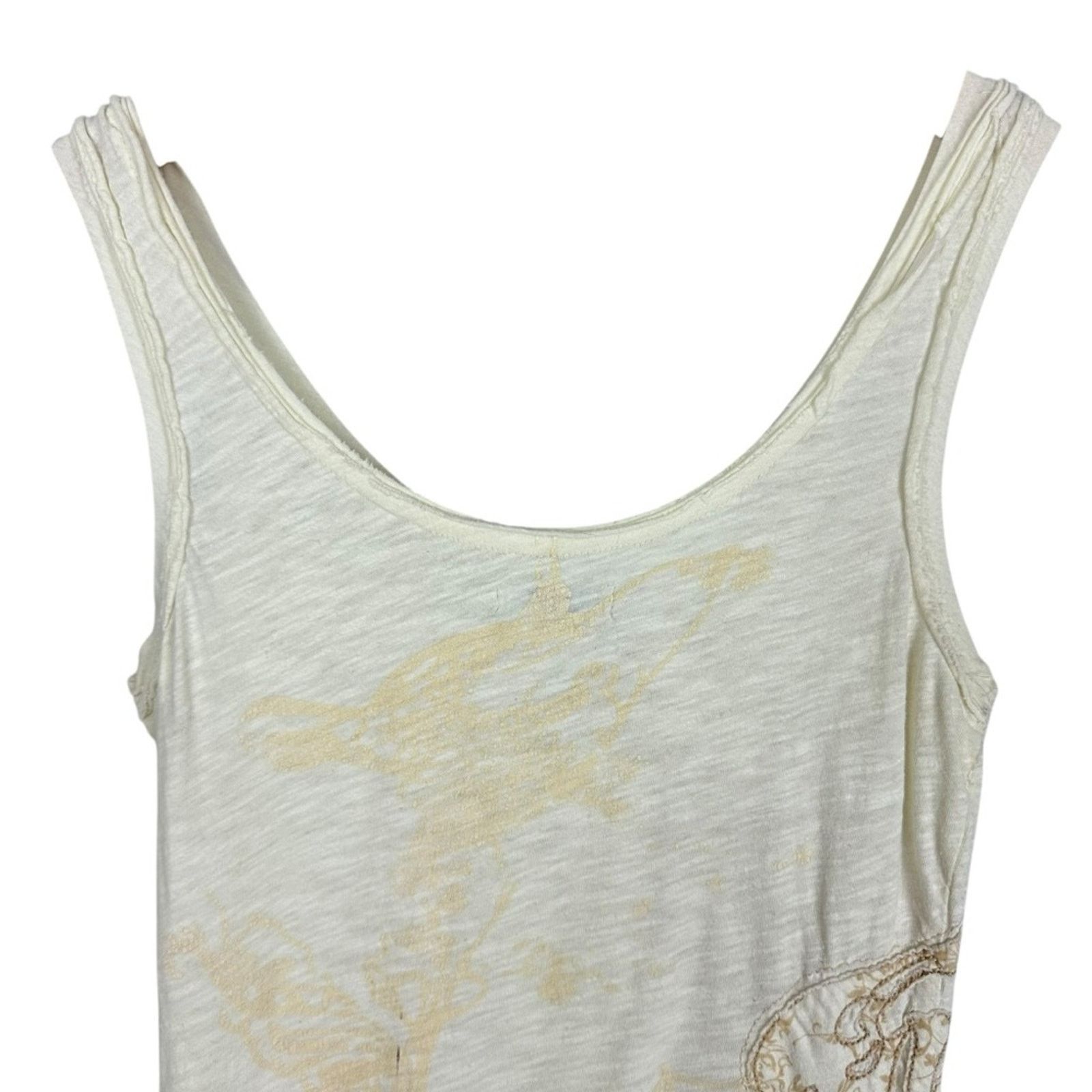 Miss Me Y2K Miss Me Embroidered Vintage Distressed Cream Tank Small Size S / US 4 / IT 40 - 3 Thumbnail