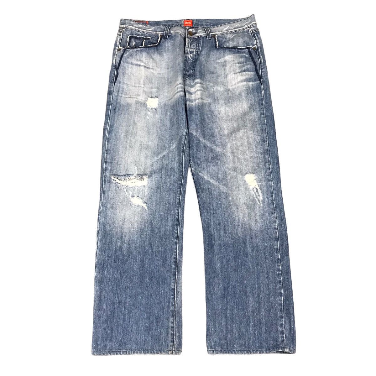 DISTRESSED JEANS HUGA BOSS LIGHT DENIM PANTS 34x30