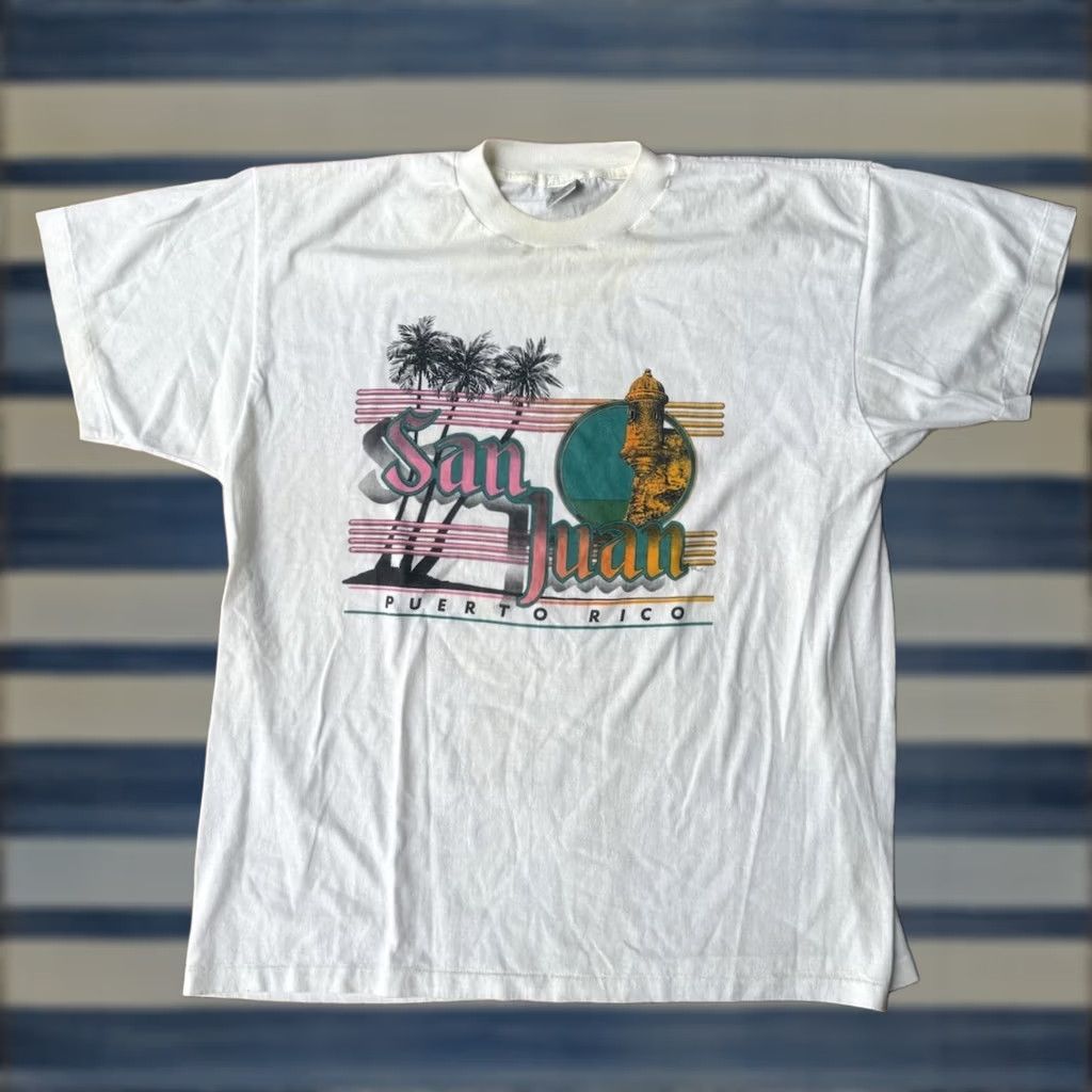 Vintage VINTAGE San Juan Puerto Tourist Souvenir T-Shirt XL Unisex Adults White 90s Graphic Print Single Stitch USA Shirts Size US XL / EU 56 / 4 - 1 Thumbnail