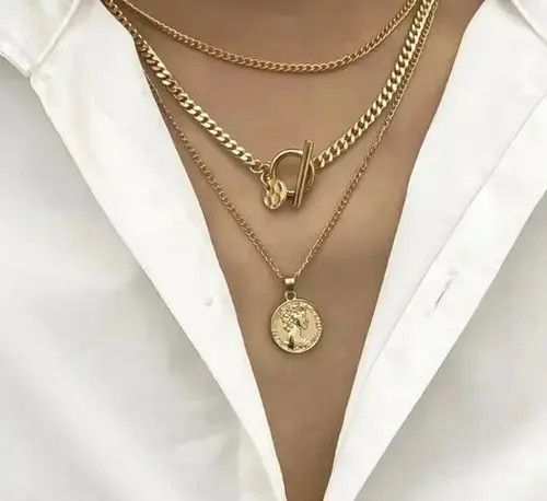 Jewelry 3pcs Men’s Vintage roman coin pendant necklace set Size ONE SIZE - 1 Thumbnail
