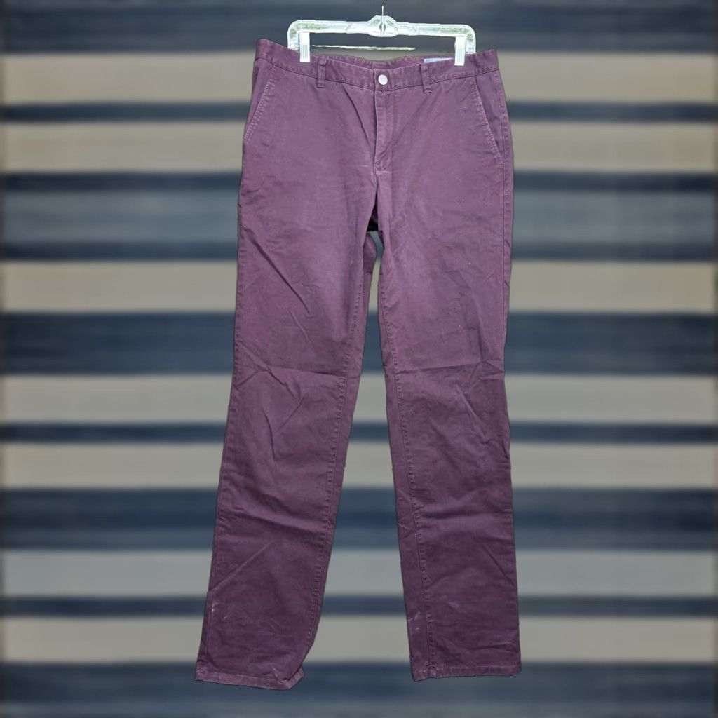 Bonobos Bonobos Chino Pants Mens Slim Purple 37x34 Flat Front Tapered Leg Casual Pockets Zip Button Front Front Type Size US 35 - 1 Thumbnail