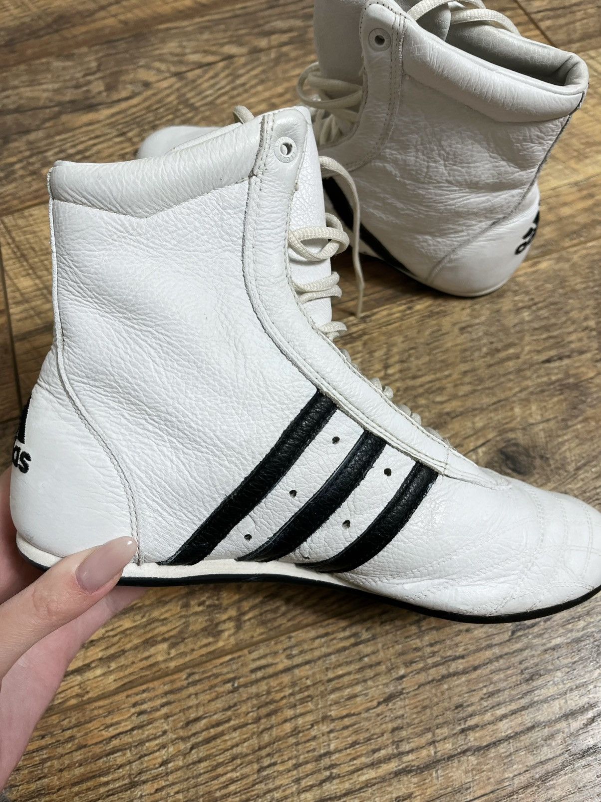Adidas Vintage Y2K Adidas Hi-Top White Leather Boxing 2000s Size US 8 / IT 38 - 6 Thumbnail