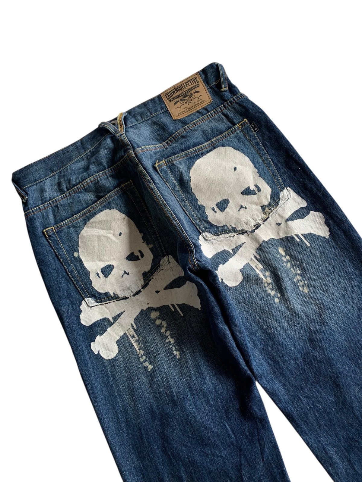 If Six Was Nine CROWN COLLECTIVE BIG SKULL PUNK JAPANESE DISTRESSED DENIM Size US 34 / EU 50 - 5 Thumbnail