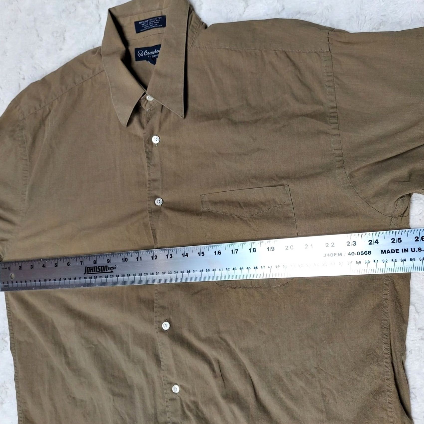 Vintage Damon Courchevel Mens Egyptian Cotton Button-Up Dress Shirt Tan Sz 16.5-34/35 - Long Sleeve, Solid, Regular Fit, Casual Size 42R - 5 Thumbnail