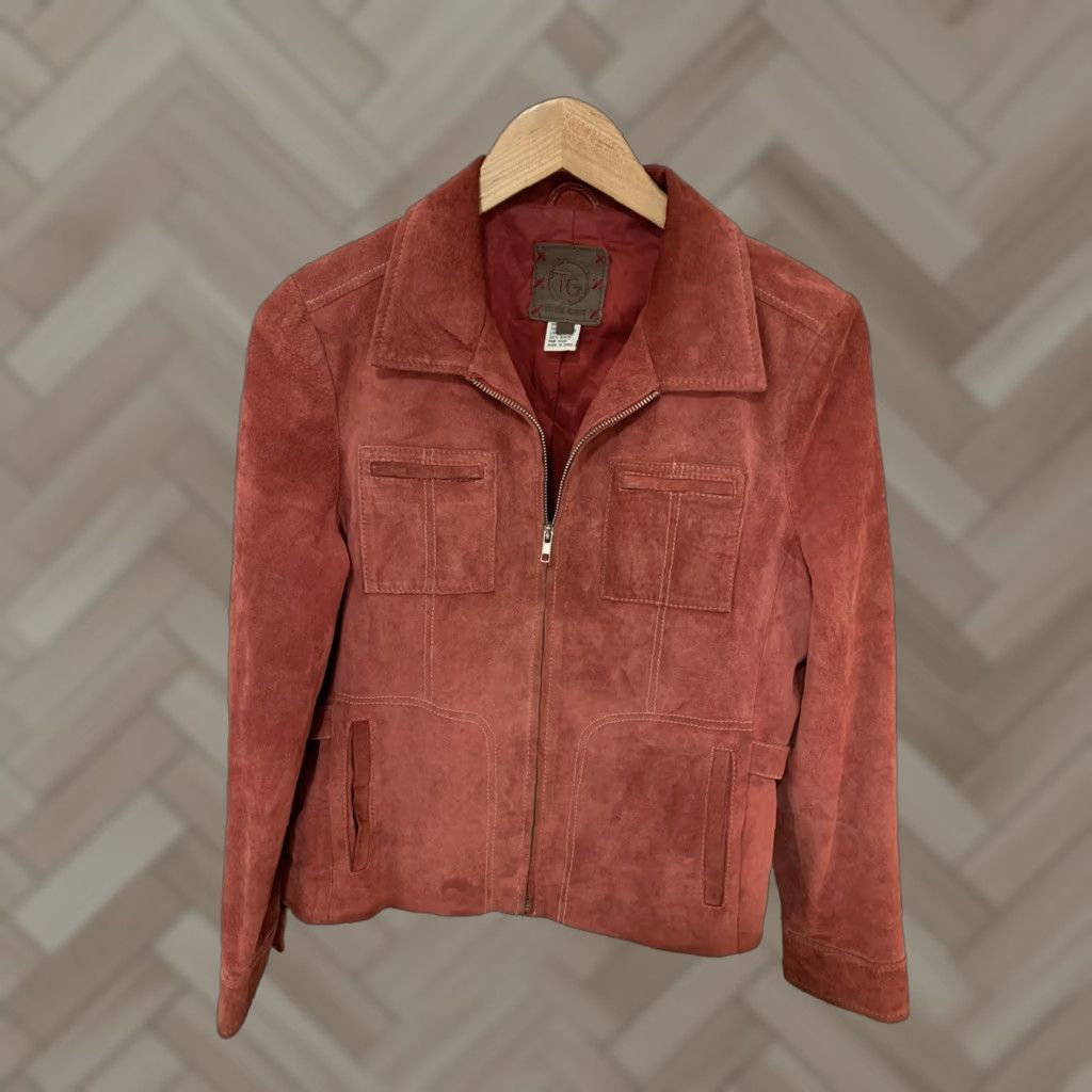 Vintage TRUE GRIT Leather Coat Women's Size S Red Full Zip Suede Leather Jacket Size S / US 4 / IT 40 - 1 Thumbnail