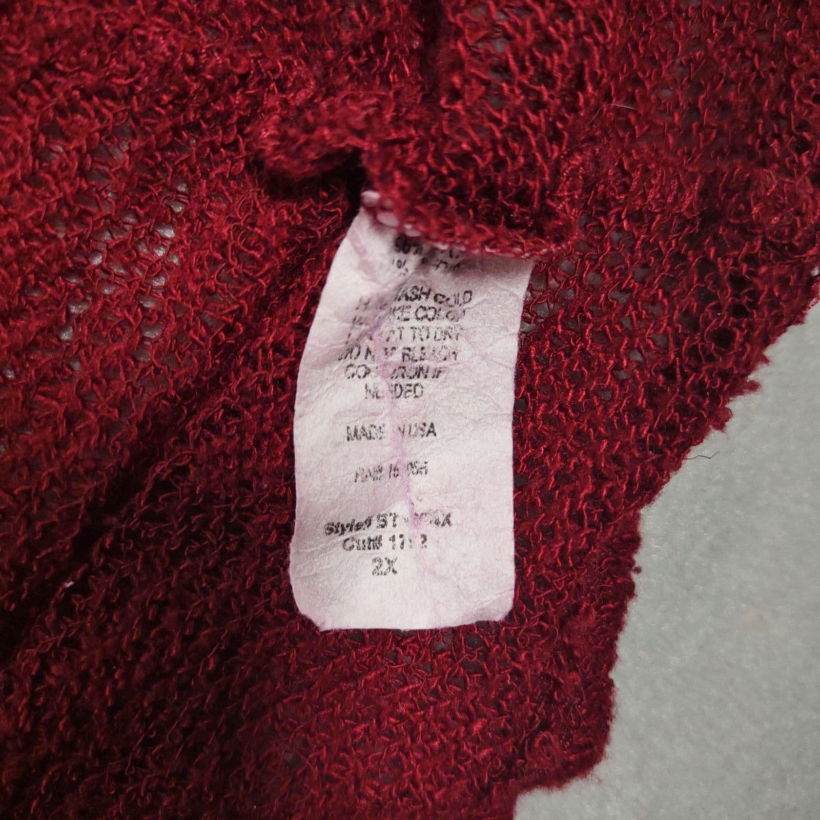 Other Raggs II Riches Women's 2X Burgundy Cardigan Burnout Sweater Size XXL / US 16-18 / IT 52-54 - 5 Thumbnail
