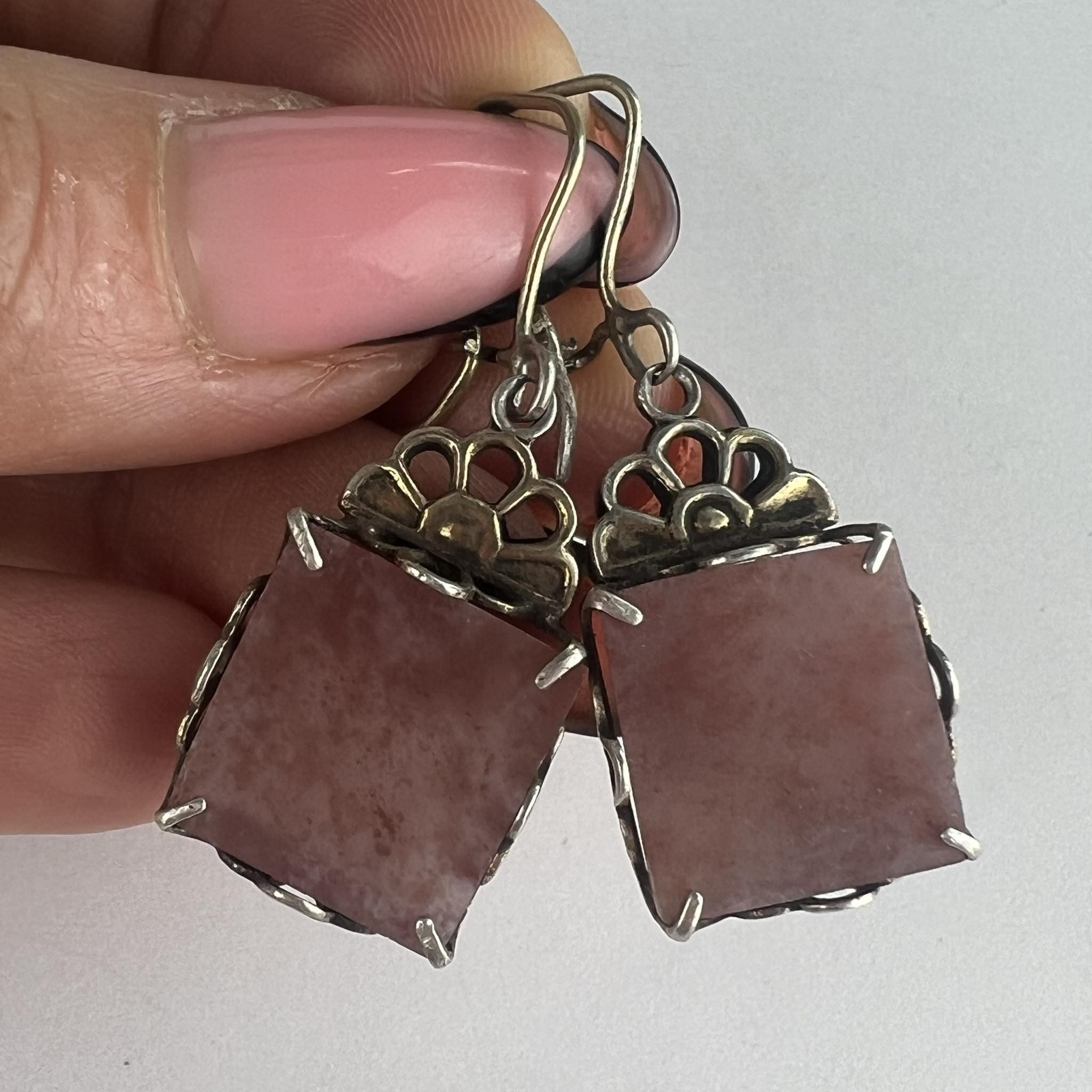 Vintage Jewelry Earrings Ussr Gilt Silver 875 Natural Sone in Brown, Women's