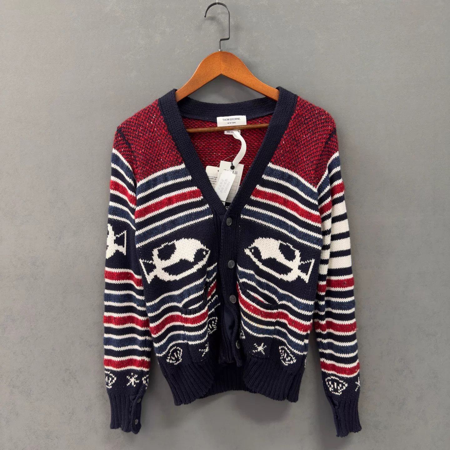 Thom Browne Thom Browne 98 New Red Blue 4-bar Wool Cardigan Size 2 Size XS / US 0-2 / IT 36-38 - 1 Thumbnail