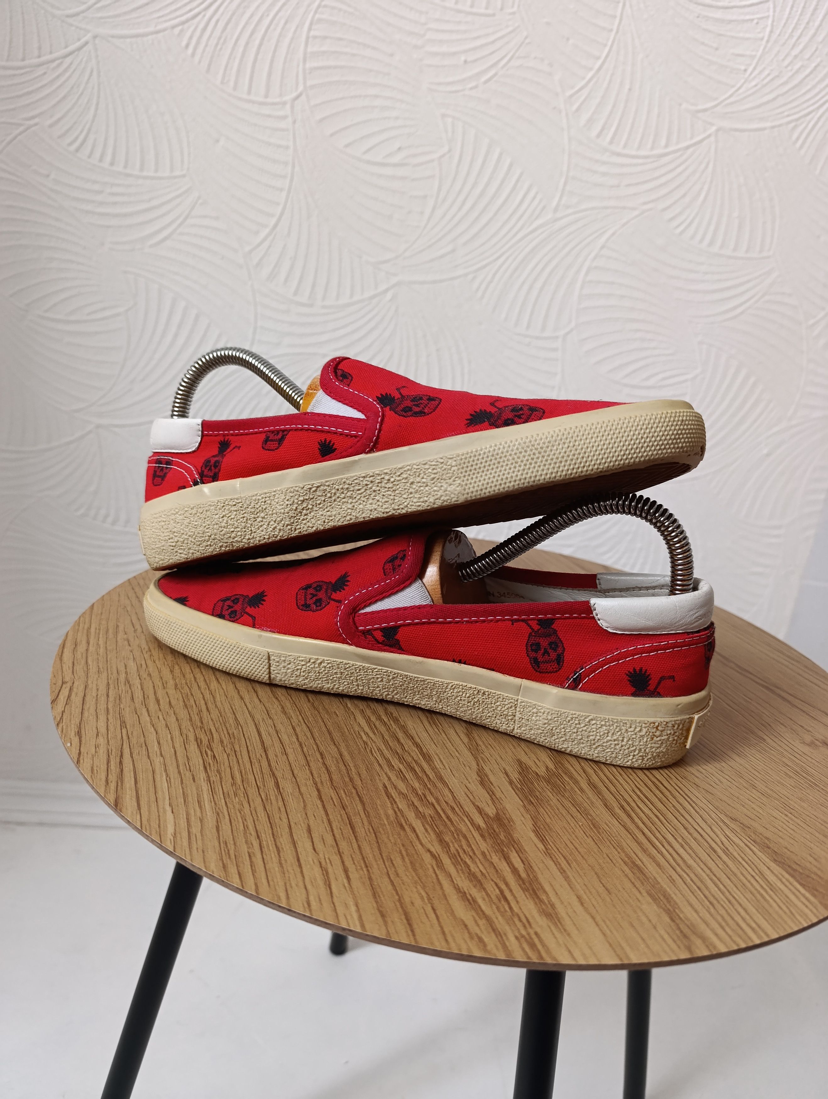 Saint Laurent Paris SAINT LAURENT RED SKULL PINEAPPLE SLIP-ON SNEAKERS Size US 7.5 / IT 37.5 - 5 Thumbnail