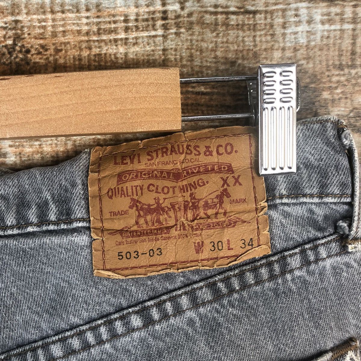 Levi's DLL Levis 503 vintage faded Gray Denim Pants #C284 Size US 30 / EU 46 - 17 Thumbnail