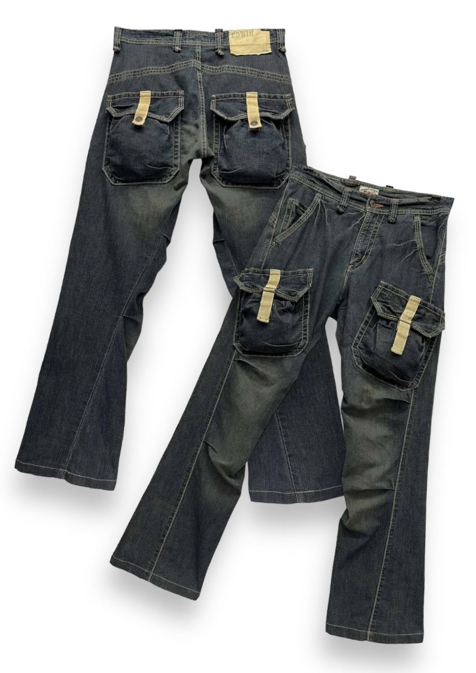 image of Fyevtg Edwin Xvs Bush Cargo Tactical Stretch Denim Flared in Blue, Men's (Size 30)