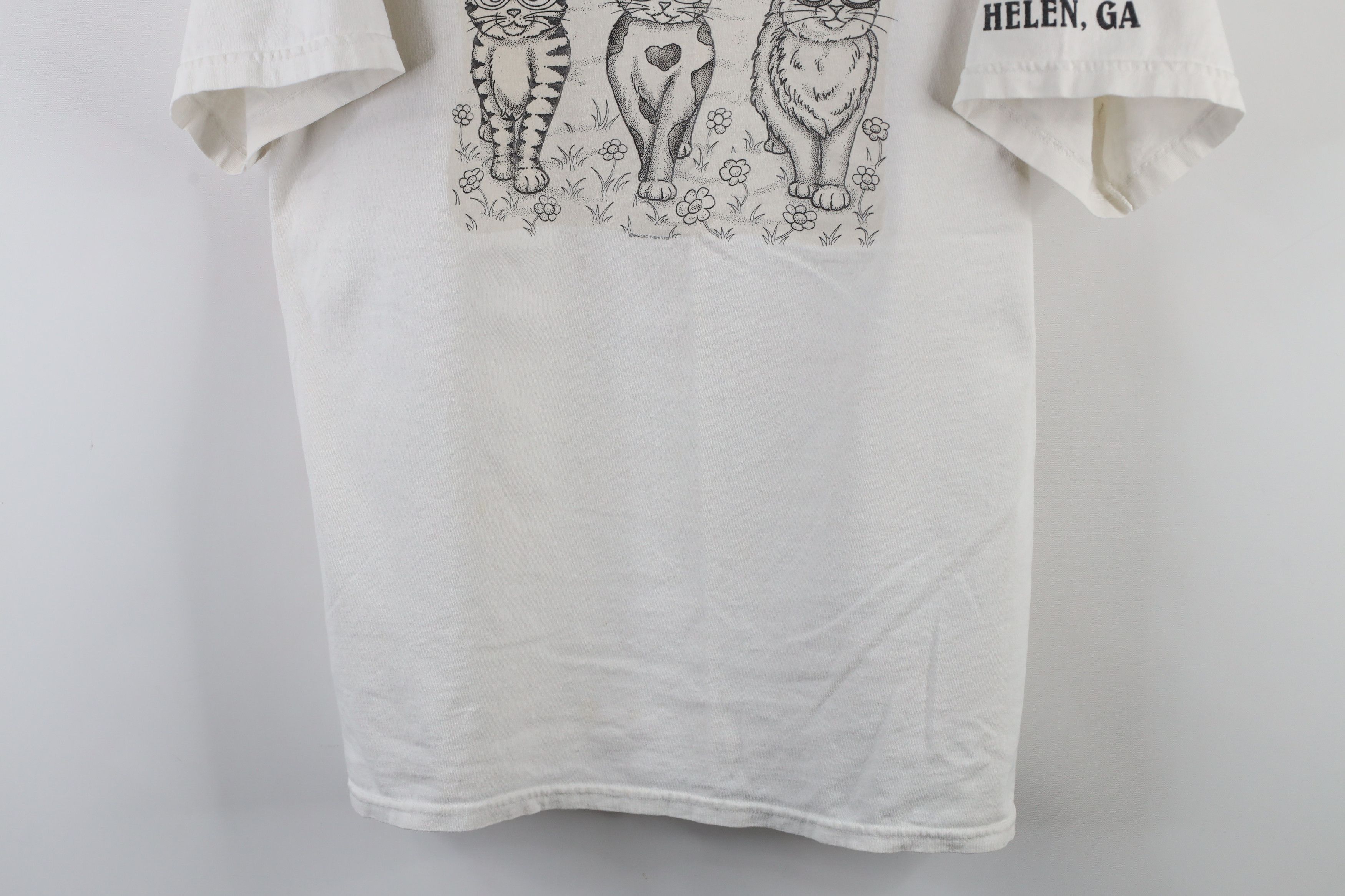 Vintage Vintage 90s Streetwear Cat Kitten Cat Lady T-Shirt Cream Size L / US 10 / IT 46 - 3 Thumbnail