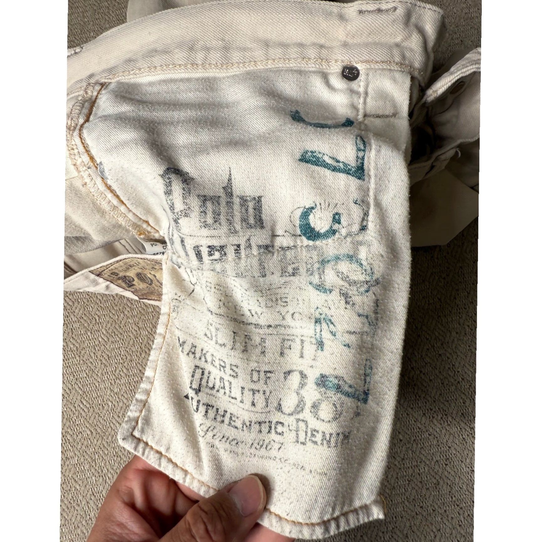 Polo Ralph Lauren Vtg Polo Ralph Lauren Jeans Slim Straight Hudson Bone Wash 34x30 Denim Men Beige Slim Straight Pocket Five Pocket Modern Ralph Lauren Jeans Mens Size US S / EU 44-46 / 1 - 4 Thumbnail