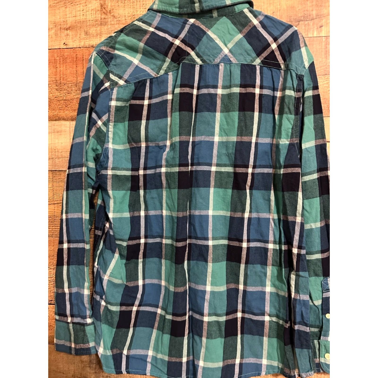 CO Roebuck & Co Shirt Button-Up Flannel Blue Plaid 100% Cotton XL Mens Long Sleeve Workwear Button-Front Size US XL / EU 56 / 4 - 3 Thumbnail