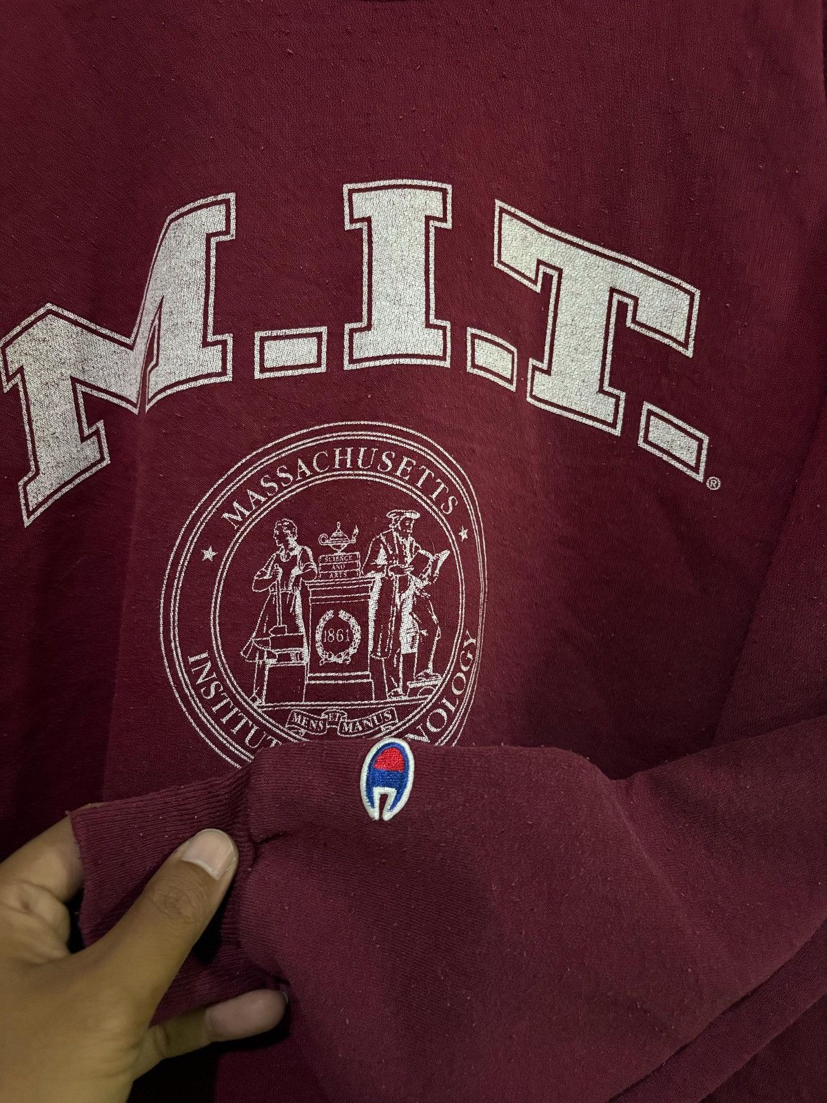 Champion × Vintage Vintage 90's Champion Sweatshirt M.I.T Design Size US M / EU 48-50 / 2 - 11 Thumbnail