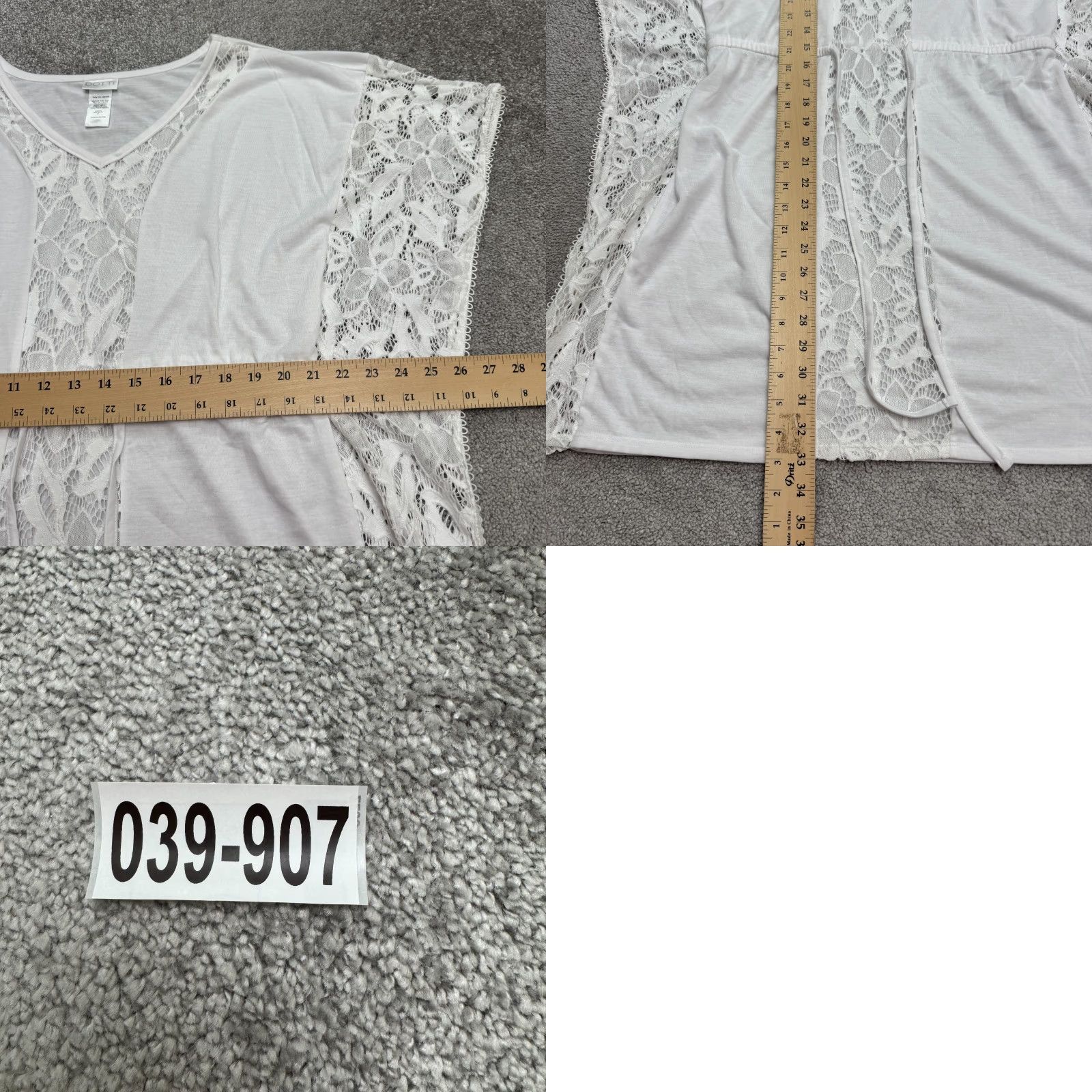 Vintage Dotti White Sheer Lace Panel Swimwear Cover Up Tunic Mini Dress Womens Small Top Size S / US 4 / IT 40 - 9 Thumbnail