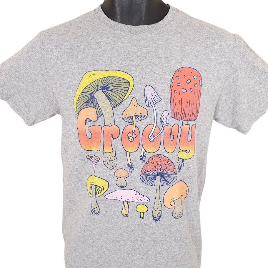 Gildan Mushrooms T Shirt Mens Size Small Gray Groovy Fungi Size US S / EU 44-46 / 1 - 1 Thumbnail