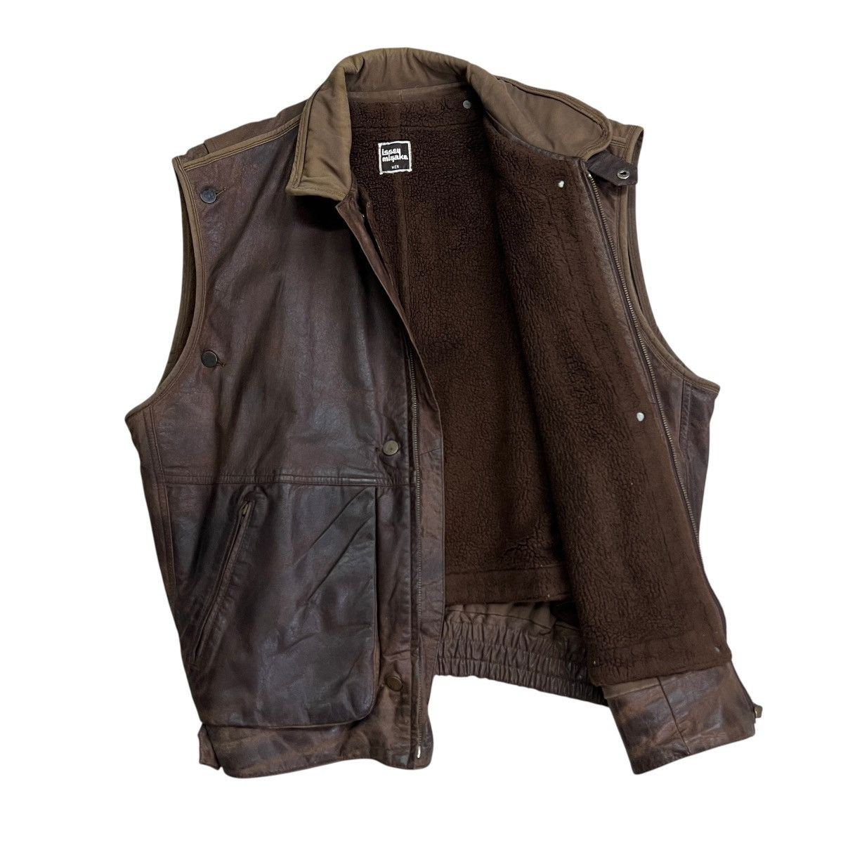 Issey Miyake 🔥 80s Issey Miyake Men Cargo Cowhide Leather shearling liner Size US M / EU 48-50 / 2 - 4 Thumbnail