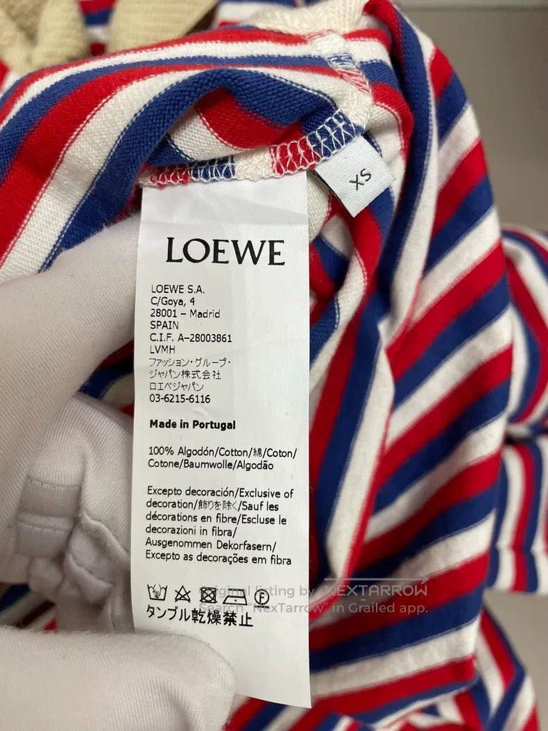 Loewe LOEWE Red and White Striped Cotton Hooded Dress Size XS / US 0-2 / IT 36-38 - 5 Thumbnail