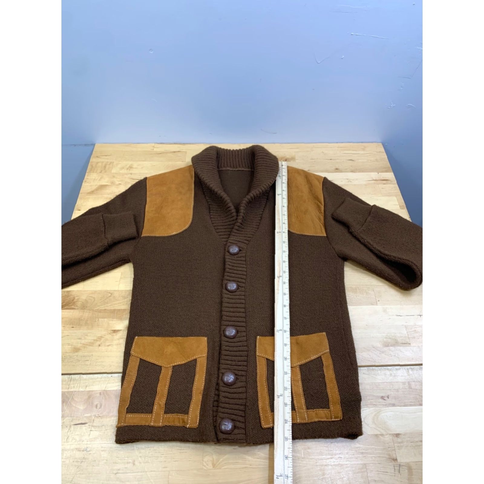 Vintage VINTAGE Shawl Sweater Men S Brown 70s 60s Casual Button Pockets 12966 Size US S / EU 44-46 / 1 - 3 Thumbnail