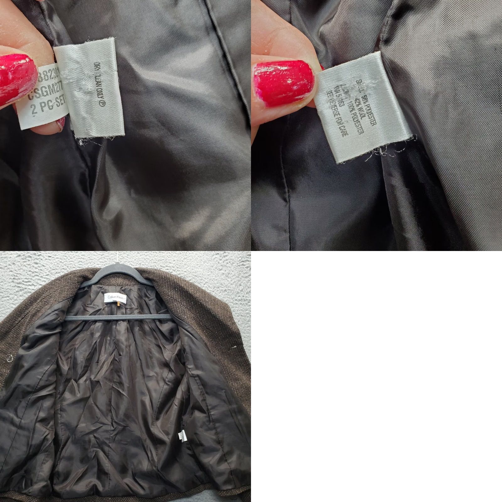Calvin Klein Calvin Klein Blazer Jacket Womens Size 10 Brown Tweed Wool Textured Double Breasted Blazer Size L / US 10 / IT 46 - 8 Thumbnail