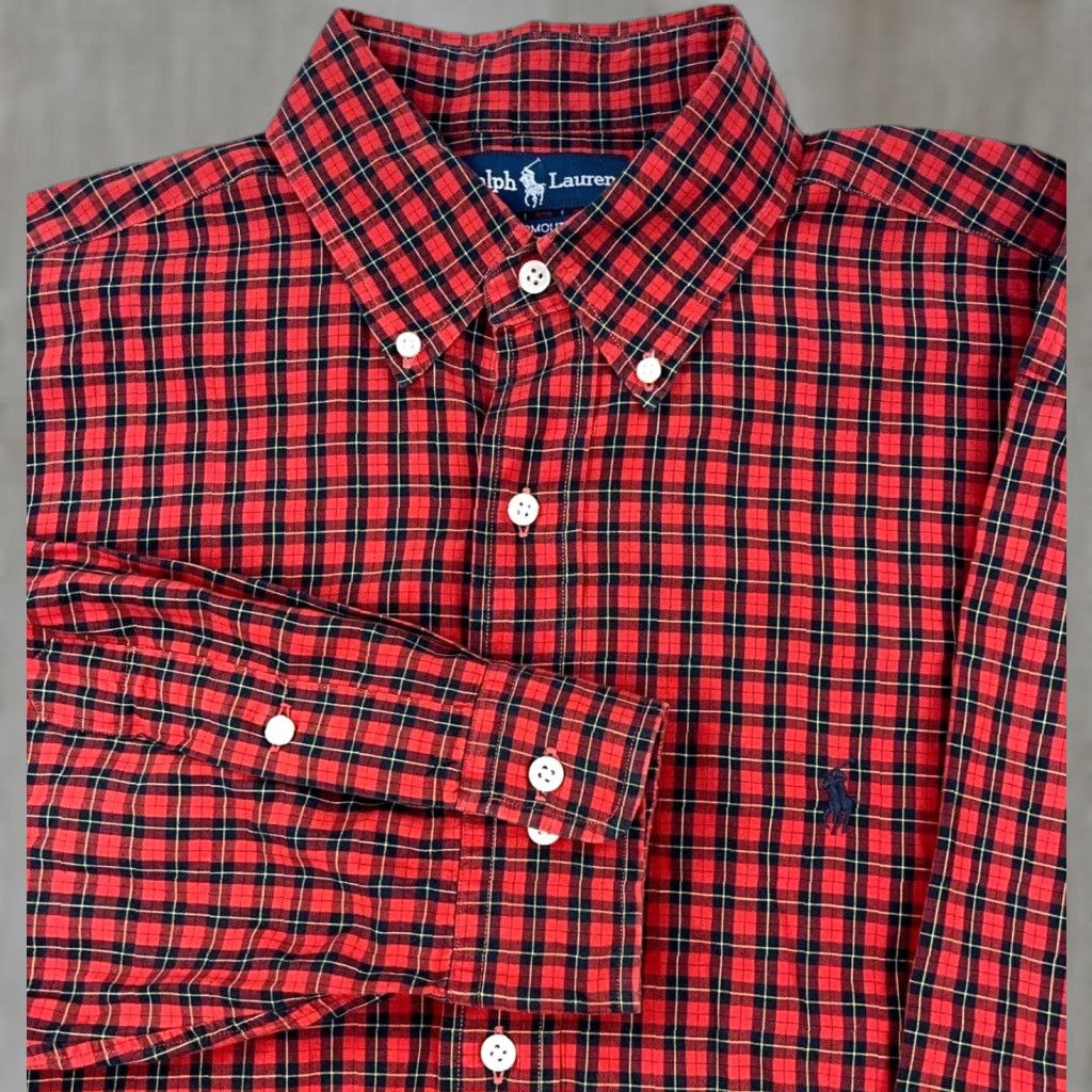 Ralph Lauren Ralph Lauren Shirt Men Button Up Plaid 16 34 Green Red Casual Classic Cotton Long Sleeve Size US L / EU 52-54 / 3 - 1 Thumbnail