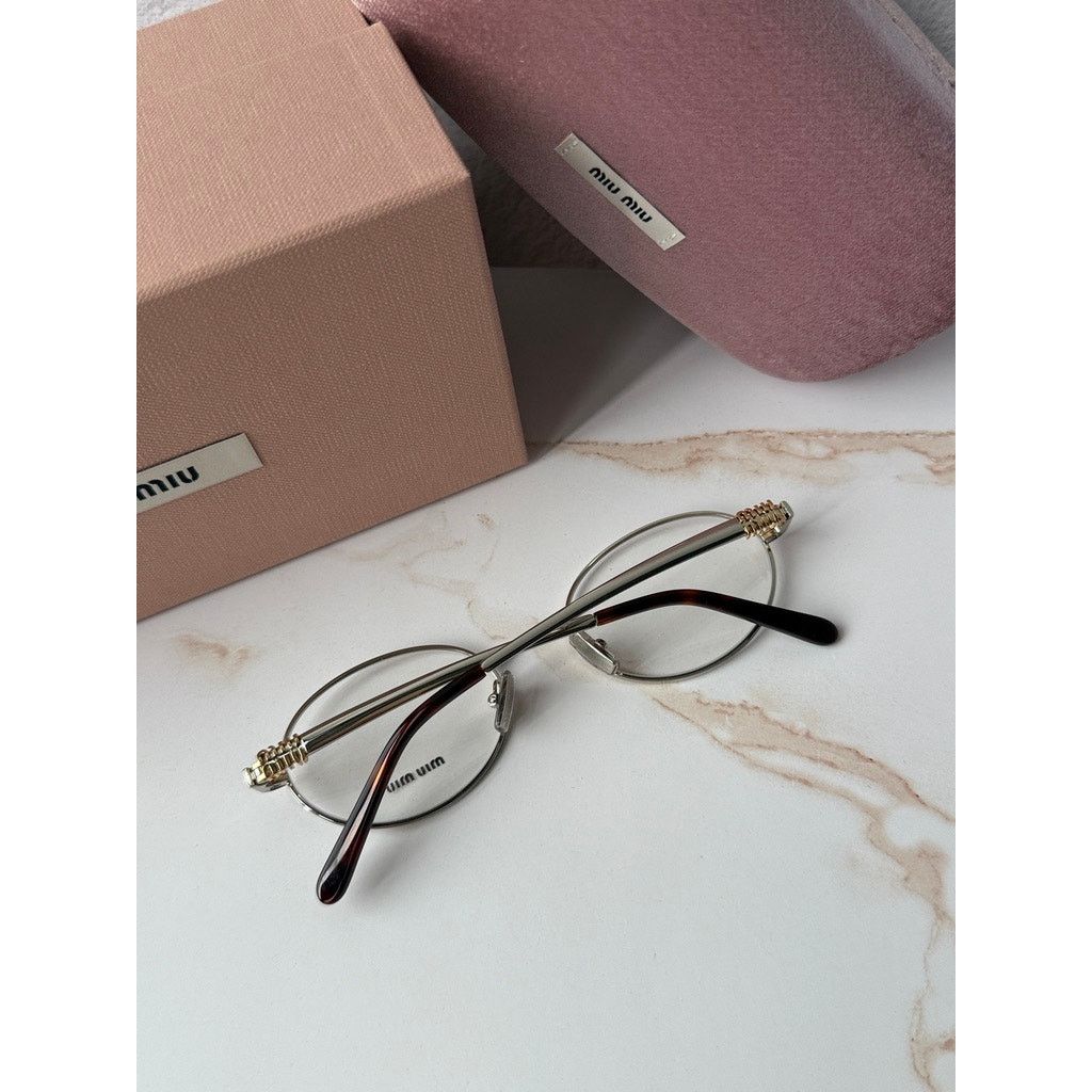 Miu Miu NEW Miu Miu MU50ZS Silver Oval Eyeglasses Frames $518 Size ONE SIZE - 3 Thumbnail