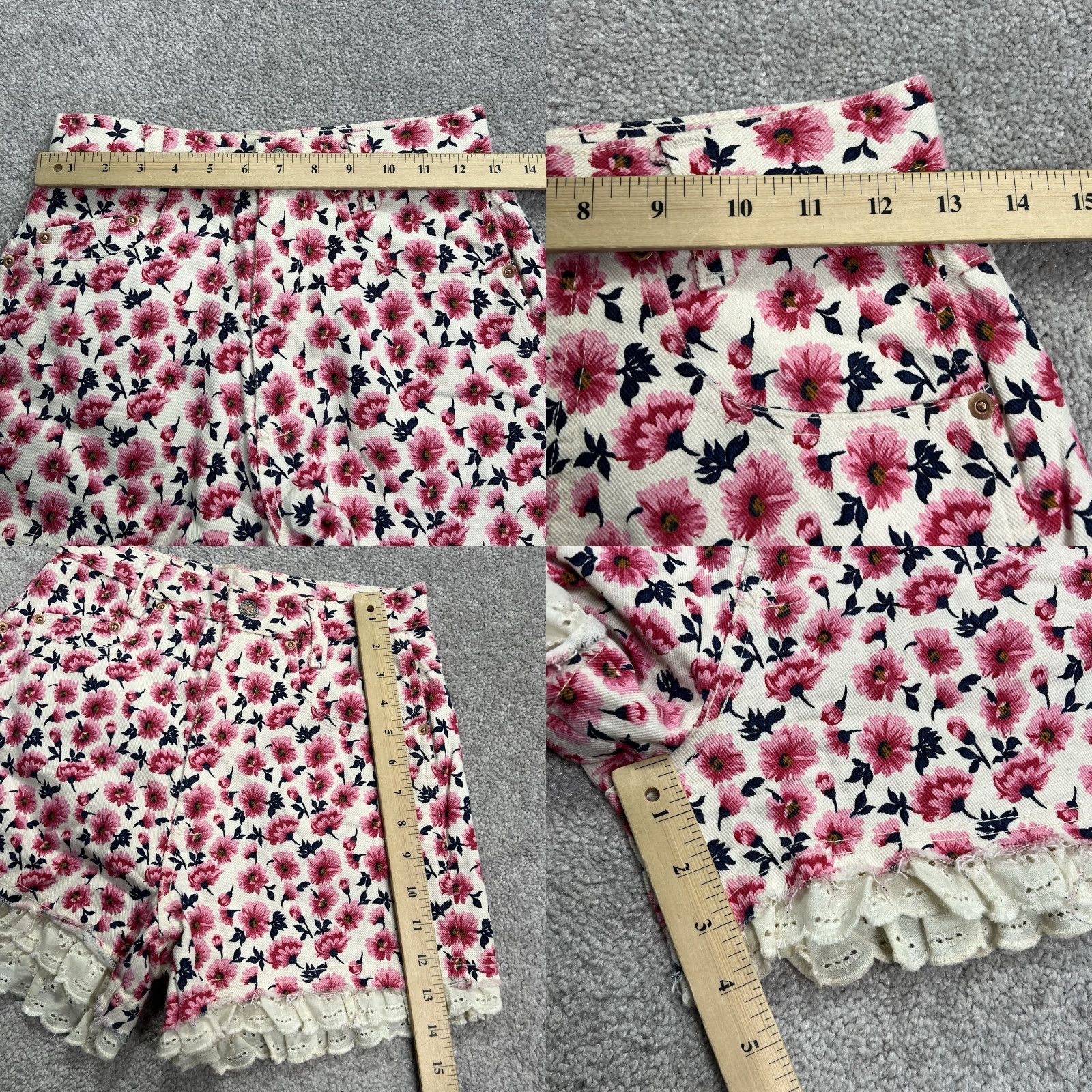 Vintage VINTAGE Michael G Floral Denim Shorts Womens 5 High Rise Rose Print USA Made Size 27" / US 4 / IT 40 - 8 Thumbnail