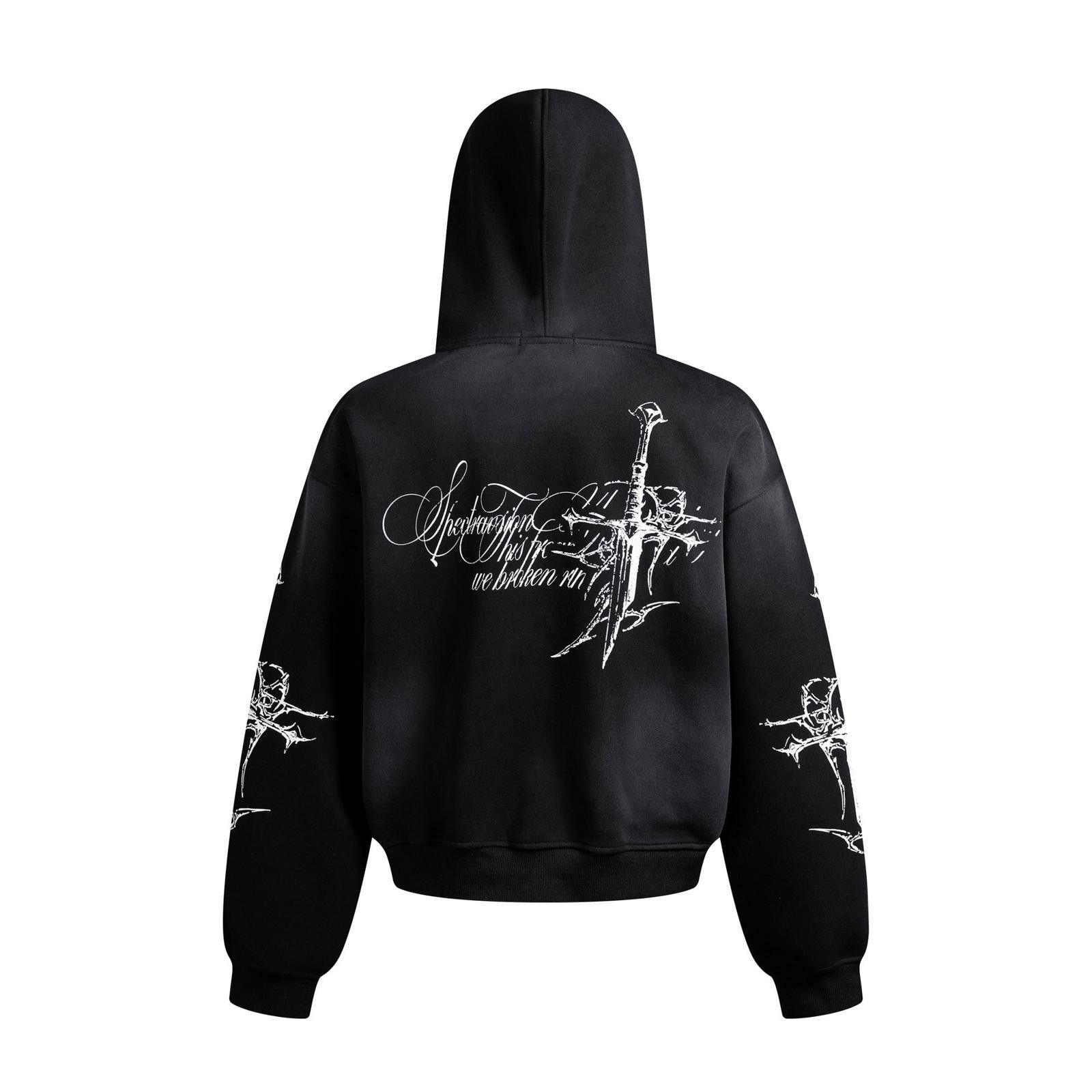 Japanese Brand Gothic Cross Graphic Full Zip Hoodie Size US XL / EU 56 / 4 - 4 Thumbnail