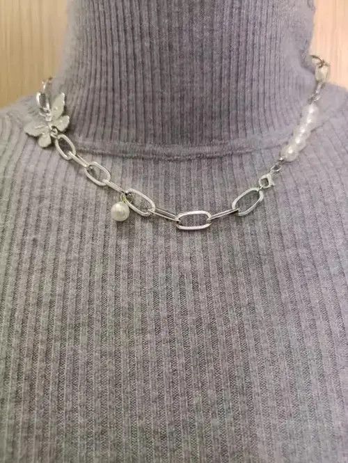 Jewelry Butterfly Titanium Steel Necklace Chain in Silver, Men's