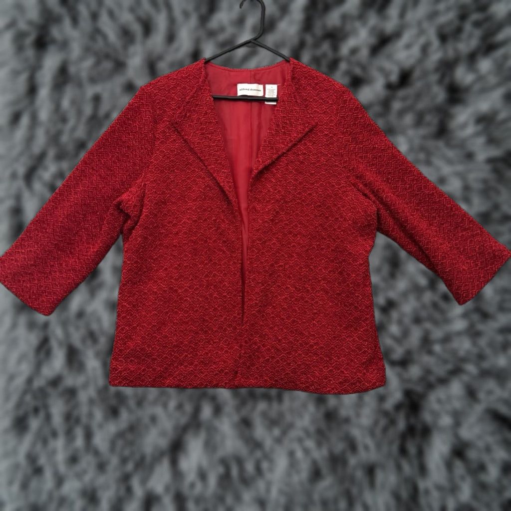 Vintage VINTAGE 90s Y2K Womens Blazer 18 Party Valentines Day Festive Sparkly Metallic Red Aluminum Size XXL / US 16-18 / IT 52-54 - 1 Thumbnail