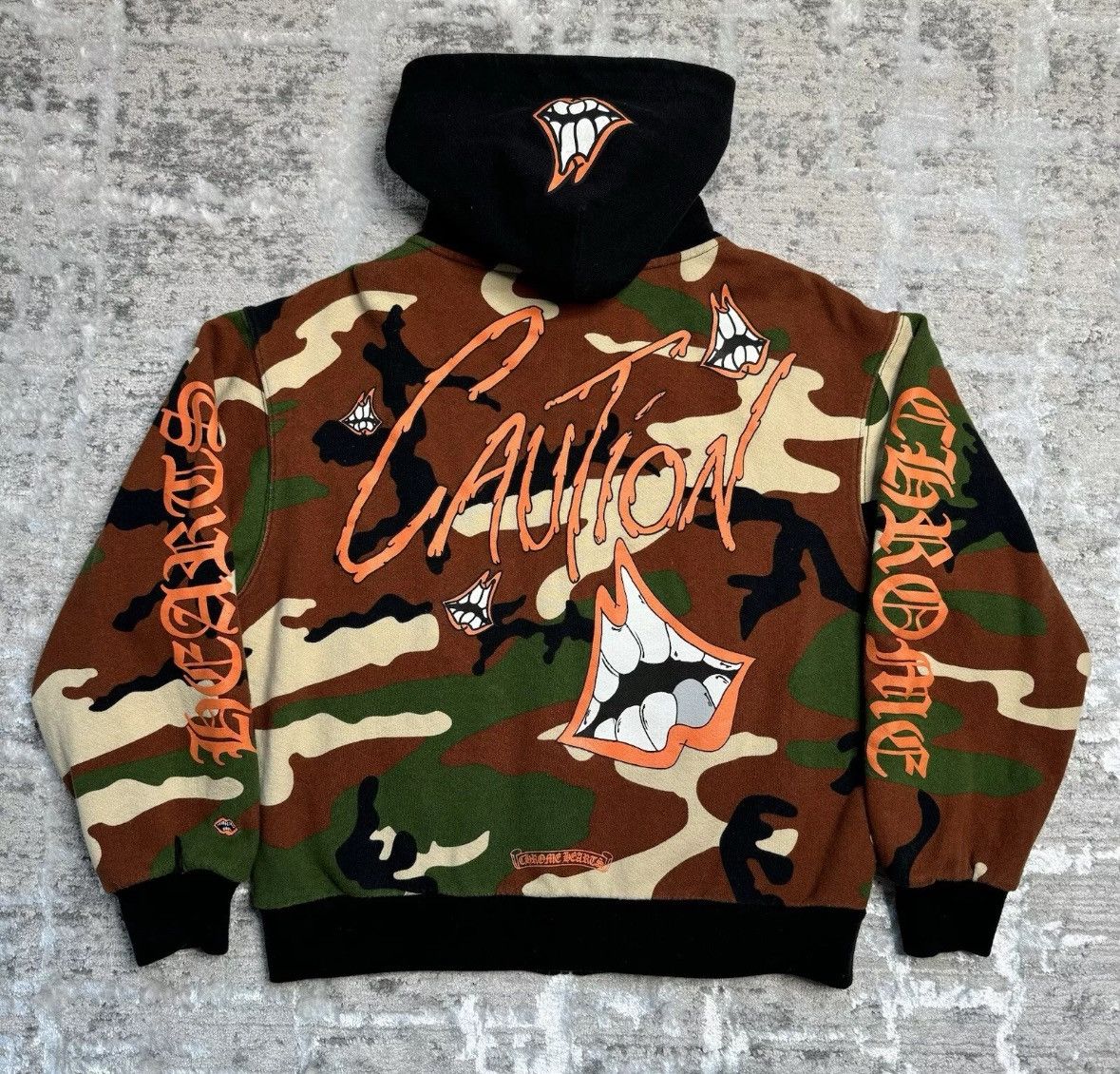 Chrome Hearts Matty boy Caution camo zip up hoodie | Grailed