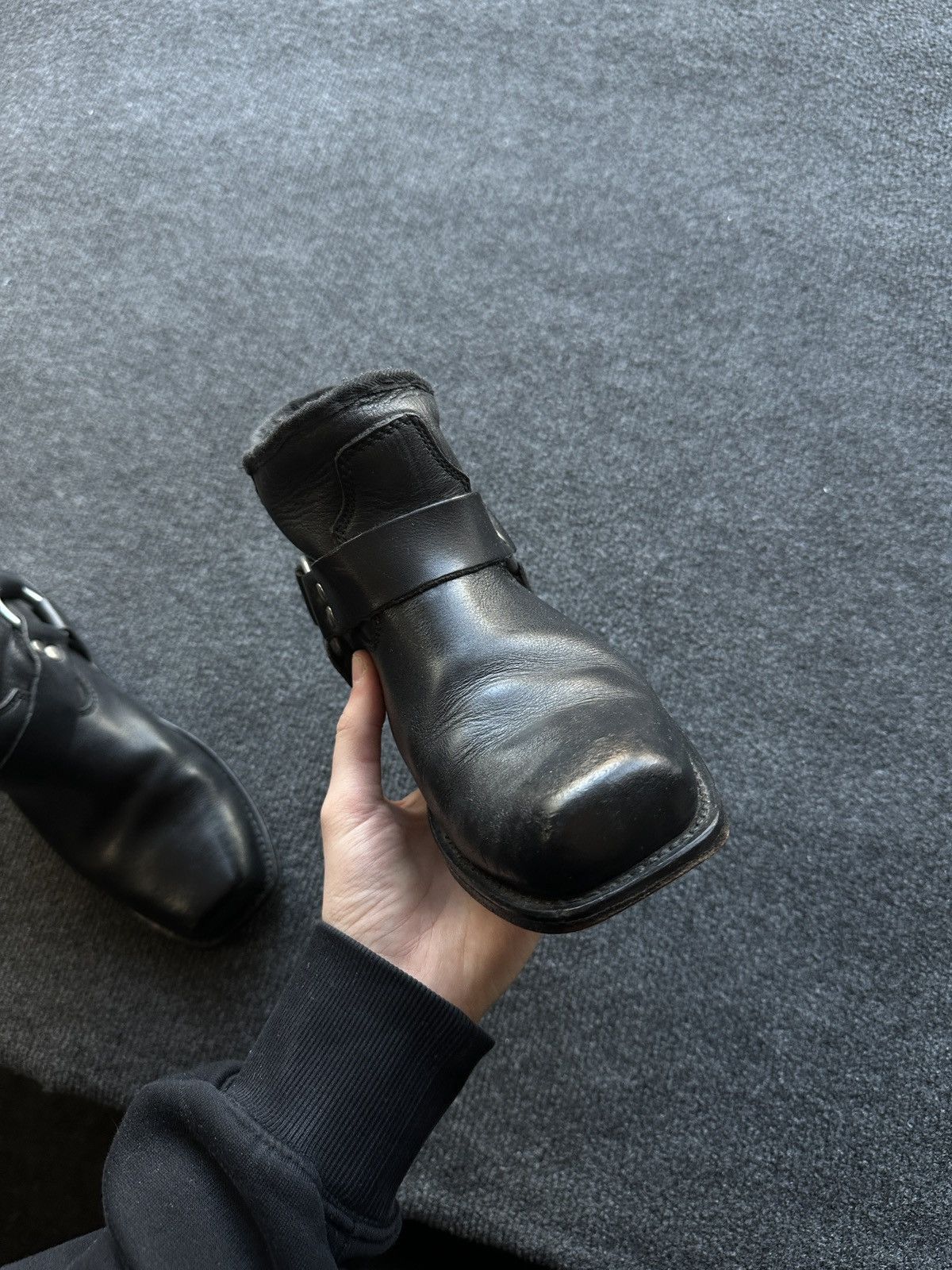 Leather WESTERN 🚨 LEATHER ANKLE METAL COWBOY BLACK BOOTS Size US 6.5 / EU 39-40 - 17 Thumbnail