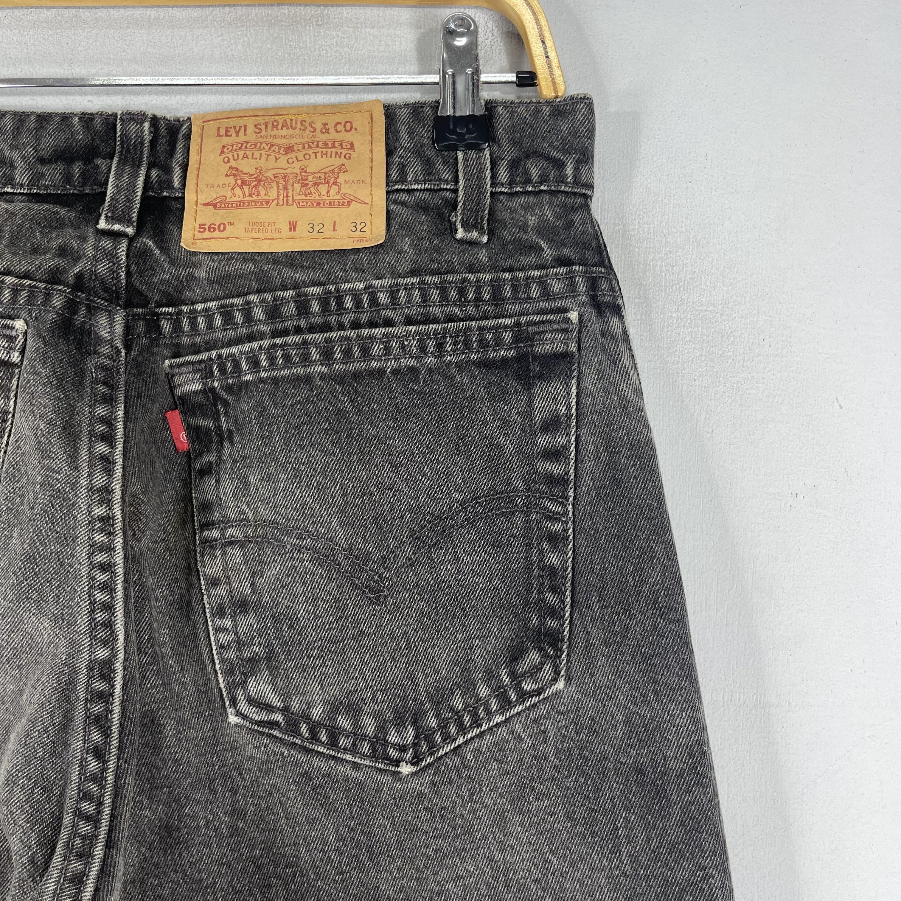 Jean × Levi's × Levi's Vintage Clothing W31 L32 Vintage Levis 560 Paint Splatter Black Wash Jeans Size 31" - 10 Thumbnail