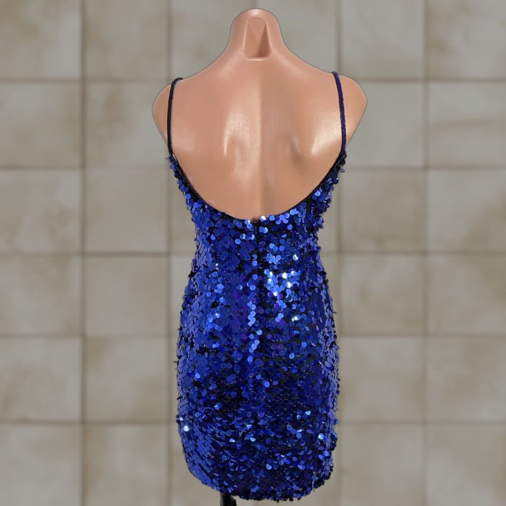 VINTAGE Blue Beaded Sequin Dress Evening Gown Slip Mini Silk 90s y2k 2  Cocktail Zola Evening Dress Womens - www.hospizverein-ansbach.de