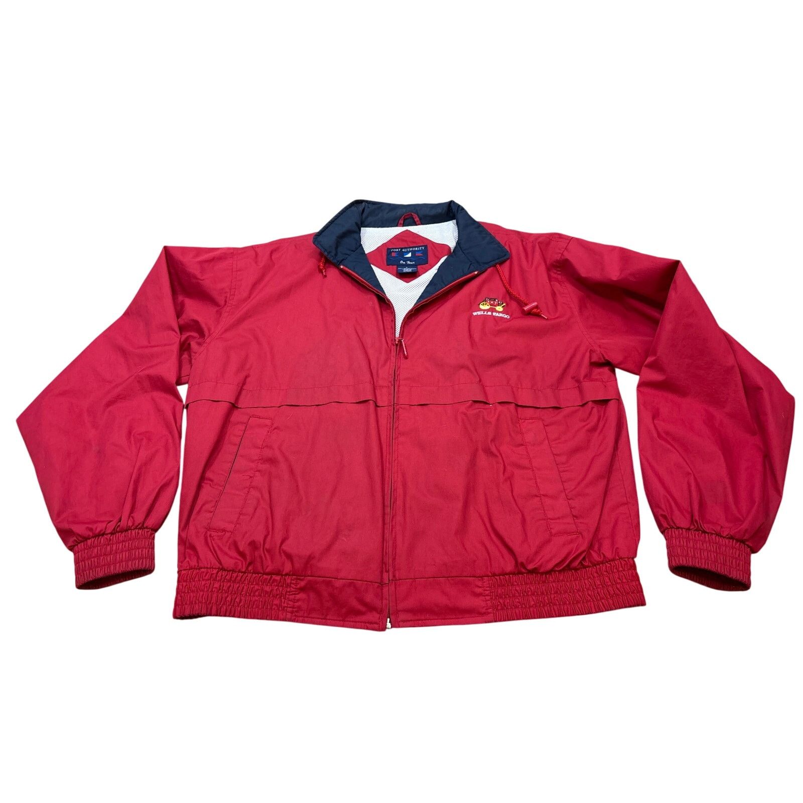 Port Authority Vintage 90s Wells Fargo Embroidered Red windbreaker Jacket L Size US L / EU 52-54 / 3 - 4 Thumbnail