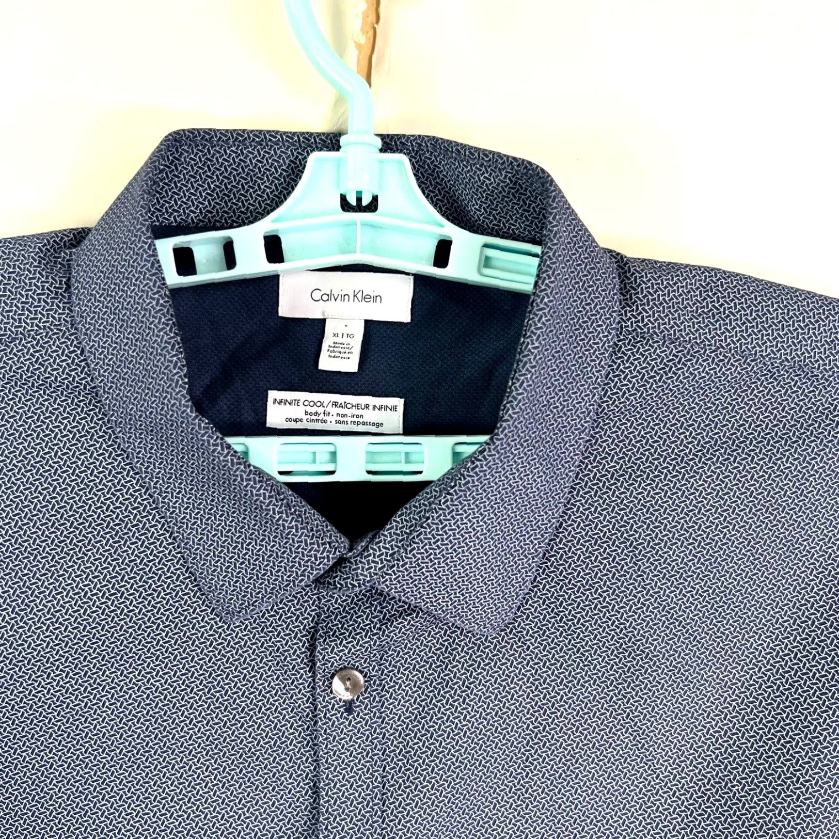 Calvin Klein Calvin Klein Collection Shirt Mens XL Blue Button-Up Long Sleeve Cotton Geometric Pattern Size US XL / EU 56 / 4 - 3 Thumbnail