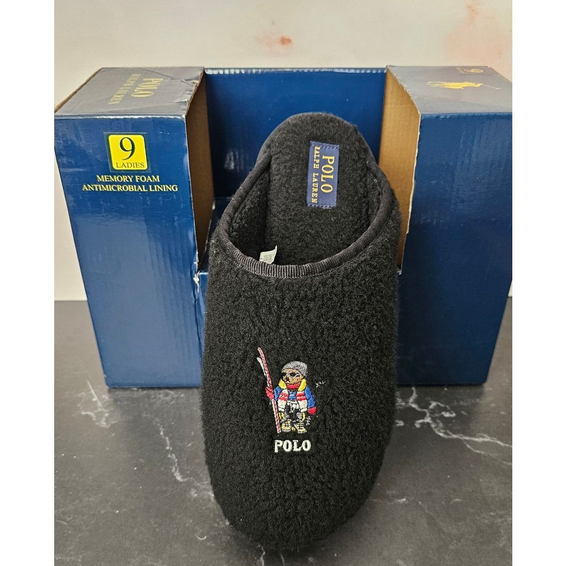 Polo Ralph Lauren Polo Ralph Lauren Ski Bear Black Sherpa Kayleigh Slippers 9 Size US 9 / IT 39 - 1 Thumbnail