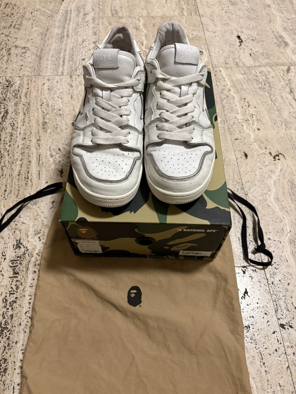 Bape A Bathing Ape Bape SK8 Sta Triple White Leather – Size 11 Size US 11 / EU 44 - 2 Thumbnail