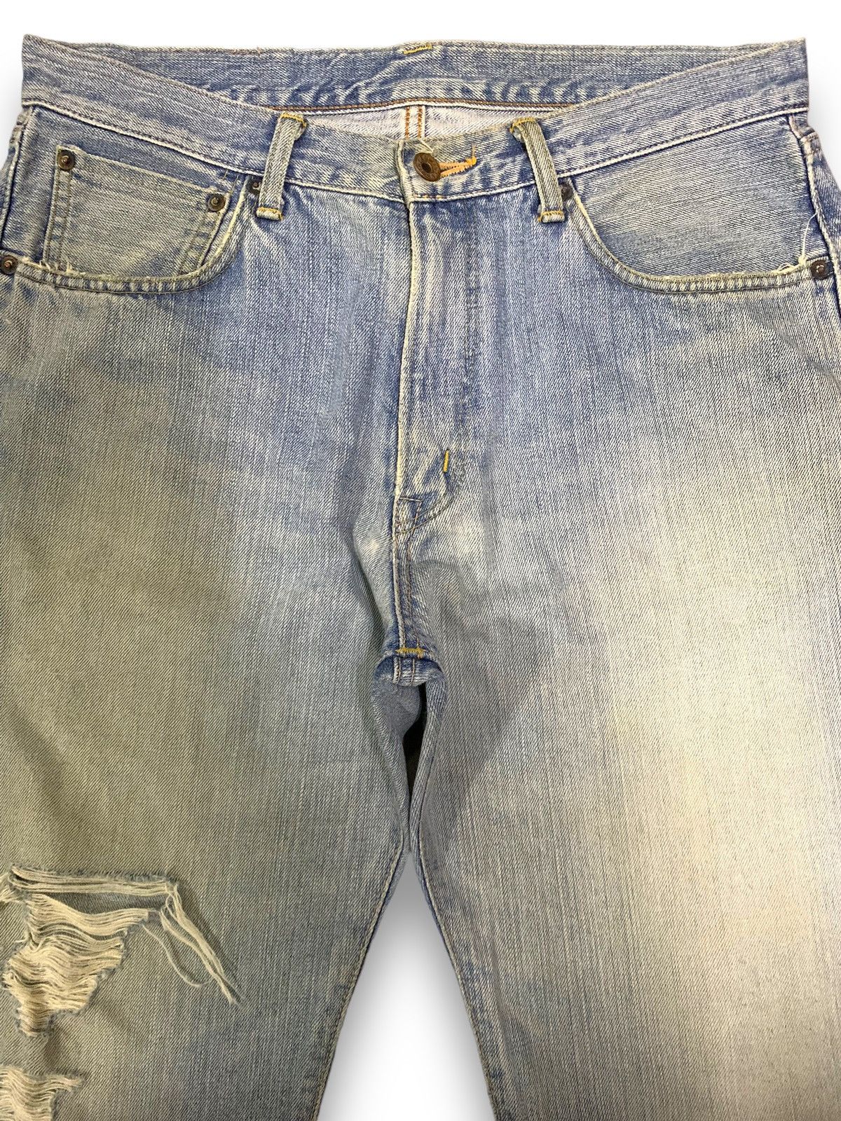 Edwin Vintage Edwin 505X Selvedge Mud Wash Baggy Distressed Jeans Size US 33 - 7 Thumbnail