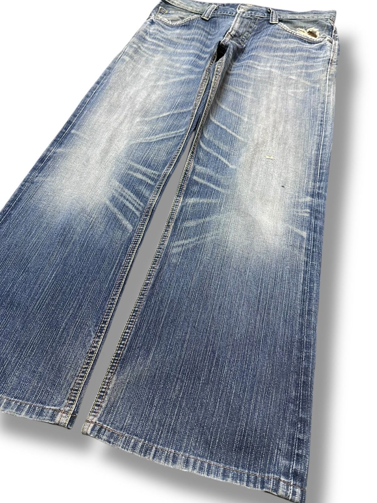Edwin Vintage Edwin BT5011 Faded Whiskers Grunge Denim Size US 33 - 3 Thumbnail
