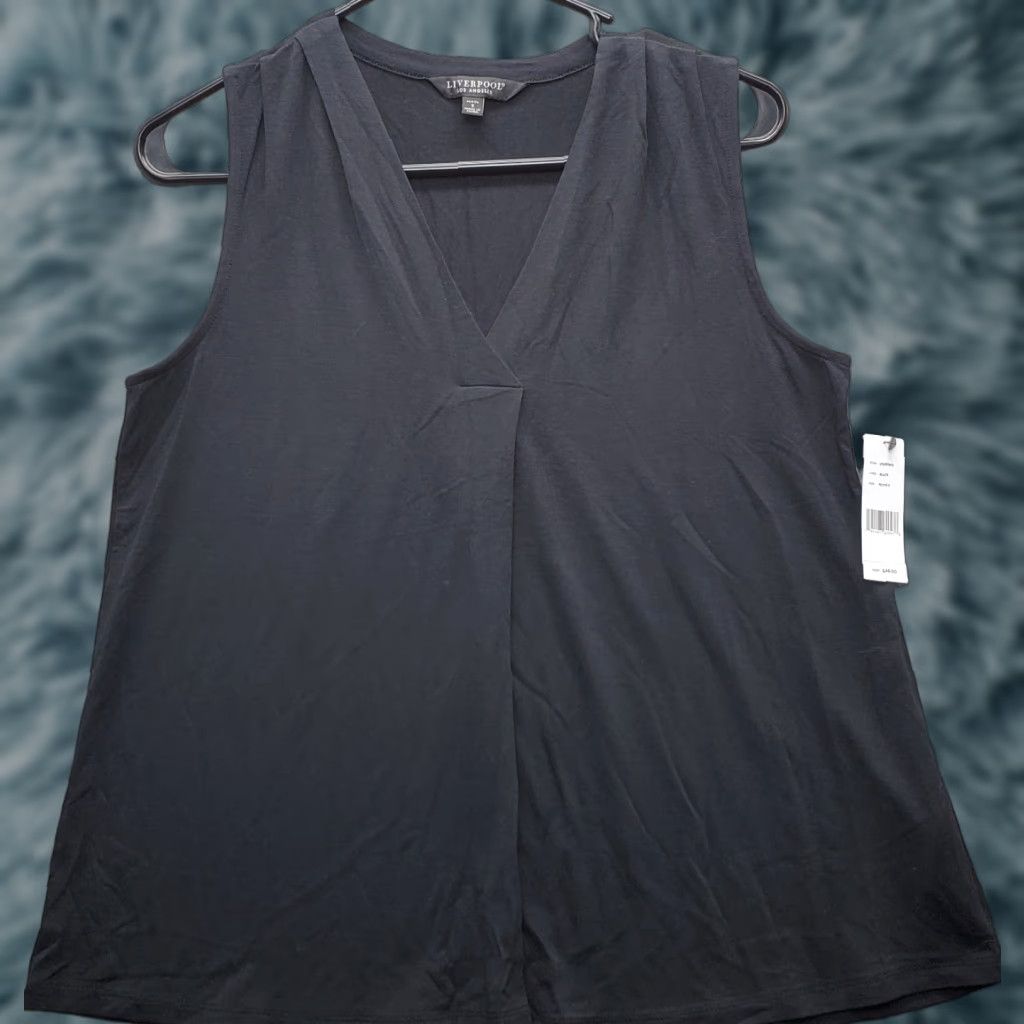 Vintage Liverpool Los Angeles Knit Top Womens PS Black Modal Sleeveless V-Neck Shirt Size S / US 4 / IT 40 - 1 Thumbnail