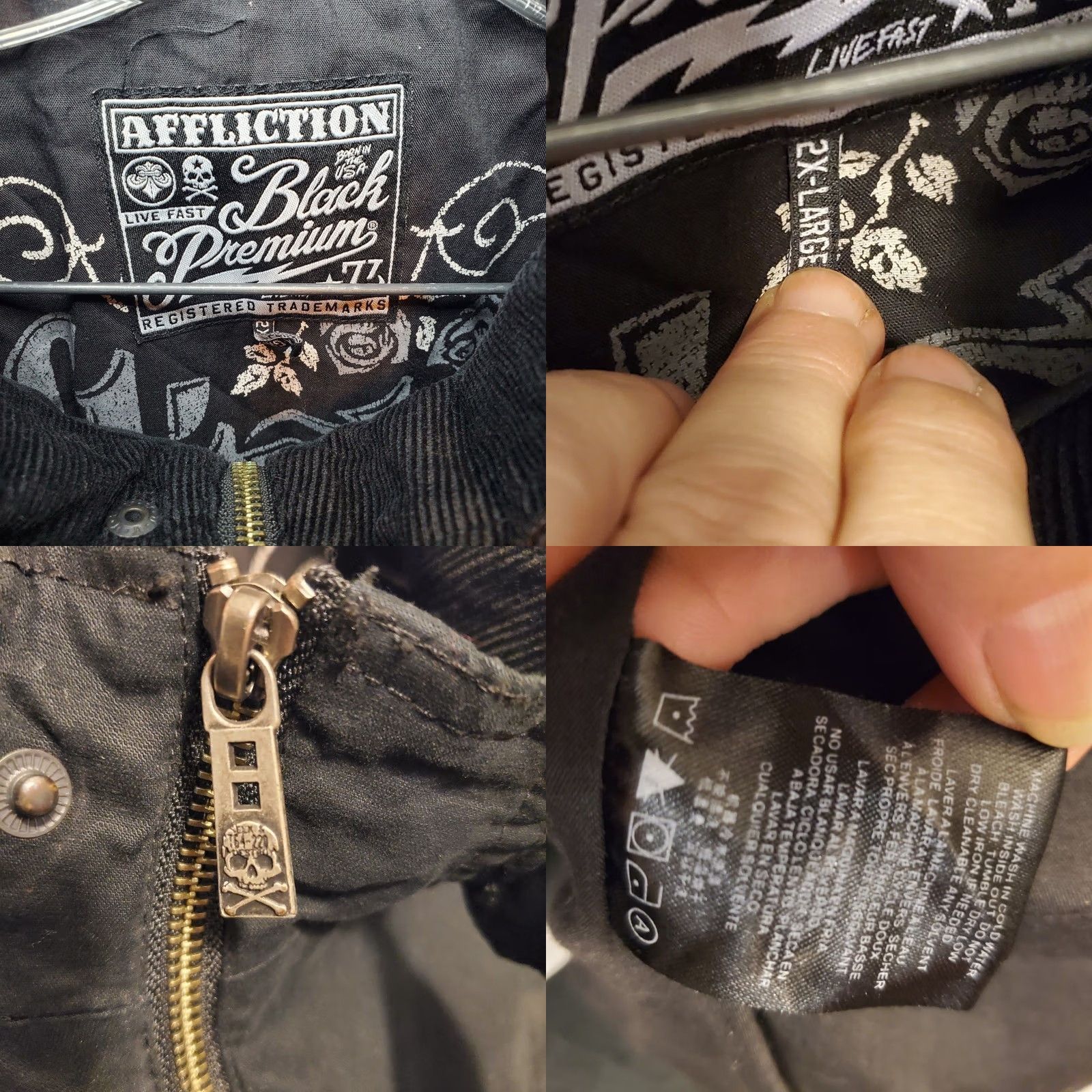 Affliction VINTAGE Affliction Jacket 2XL Black Embroidered Premium Enemy Line 90s Y2K Full Zip Biker Streetwear Casual Mens Size US XXL / EU 58 / 5 - 8 Thumbnail