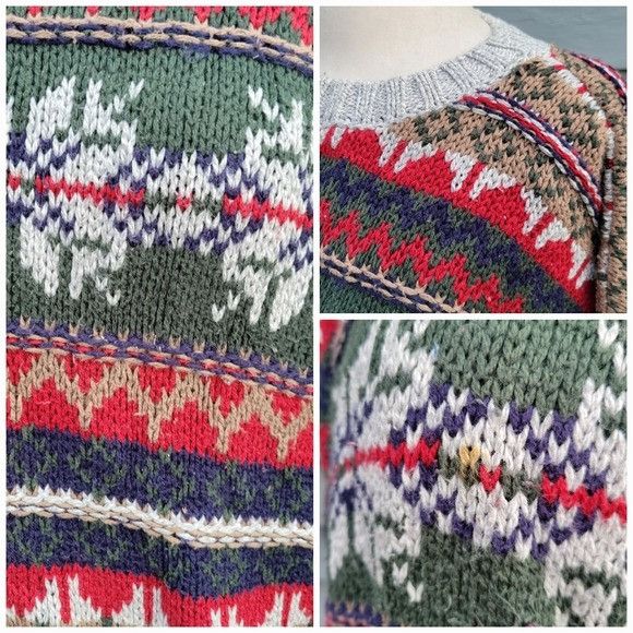 American Eagle Outfitters × Vintage Vintage 90s y2k American Eagle Fair Isle Cotton Chunky Knit Size US XL / EU 56 / 4 - 3 Thumbnail