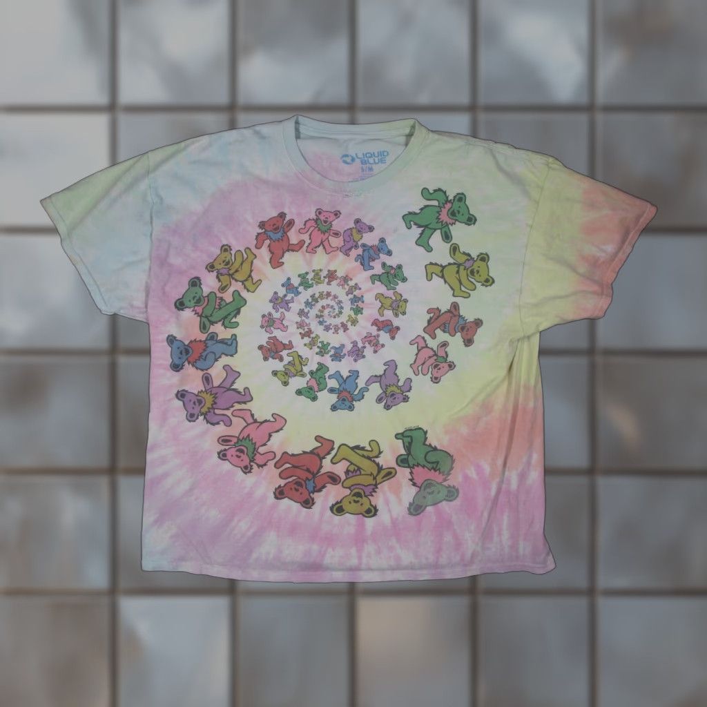 Liquid Blue Liquid Blue Men's Small Tie Dye Shirt Crew Neck Grateful Dead Bears Multicolor Graphic Retro Rock Size US S / EU 44-46 / 1 - 1 Thumbnail
