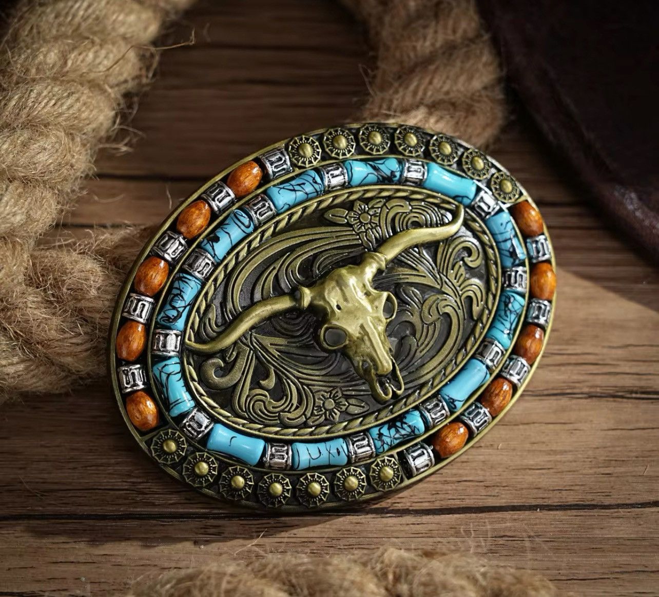 Cowboy Equipment Oval Western Cowboys bull Head Belt Buckle Size ONE SIZE - 4 Thumbnail